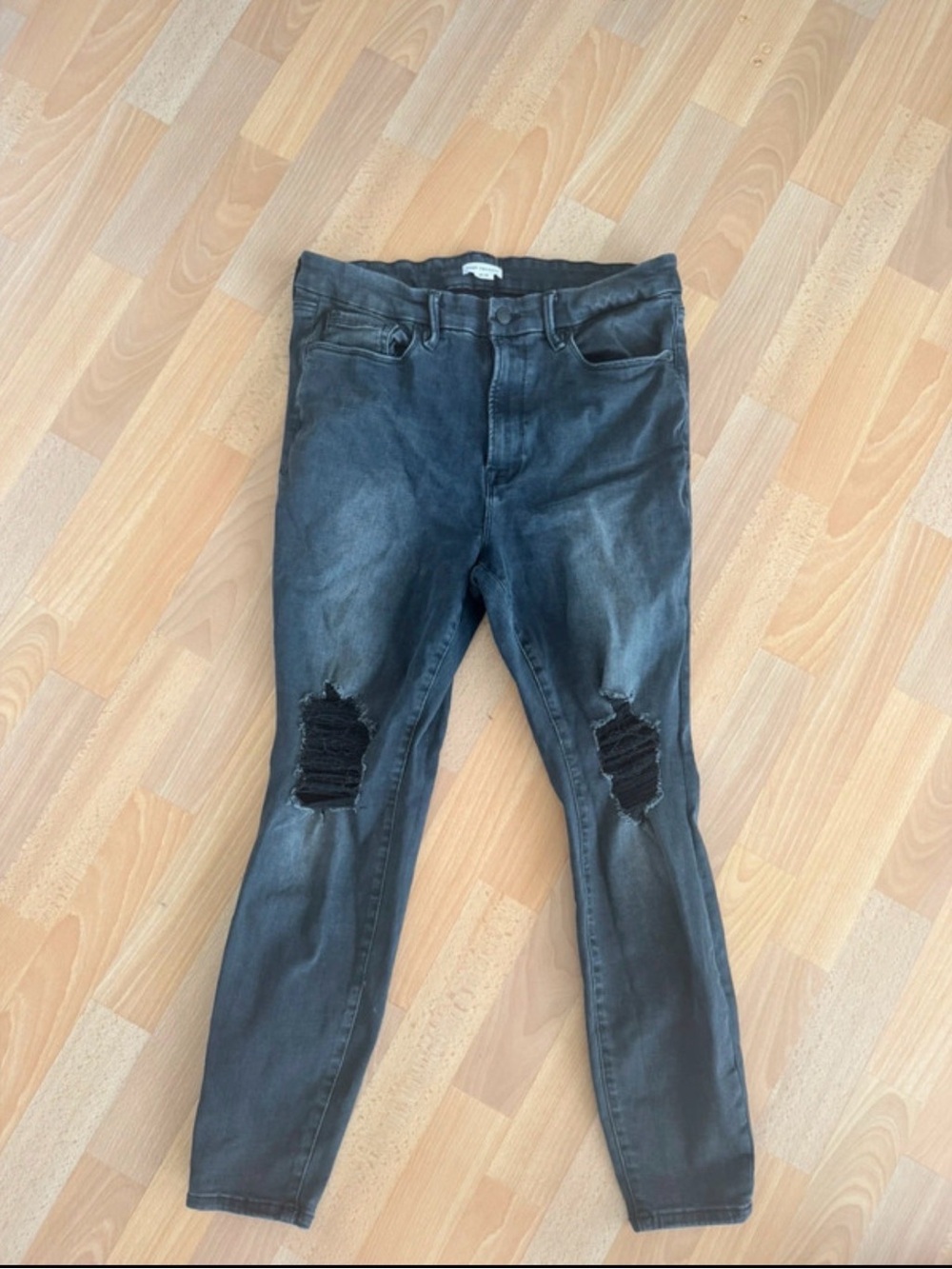 Good American Washed Black Ripped Skinny Jeans